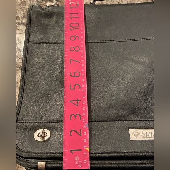 High End Black Leather SUN Microsystems Employee Briefcase Laptop Bag NICE - Picture 10 of 12